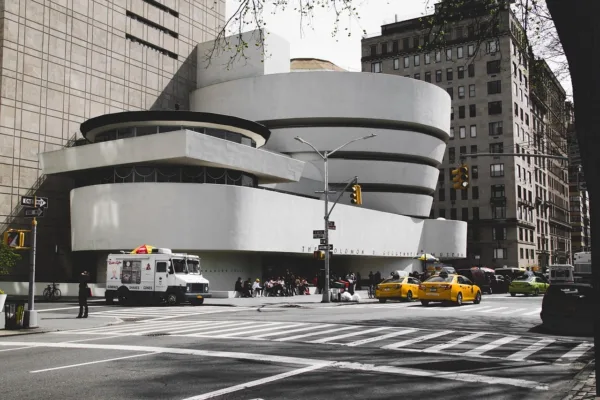 Street view of the Guggenheim Museum in New York.